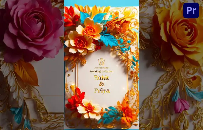 Beautiful Golden 3D Frame Wedding Invitation Instagram Story